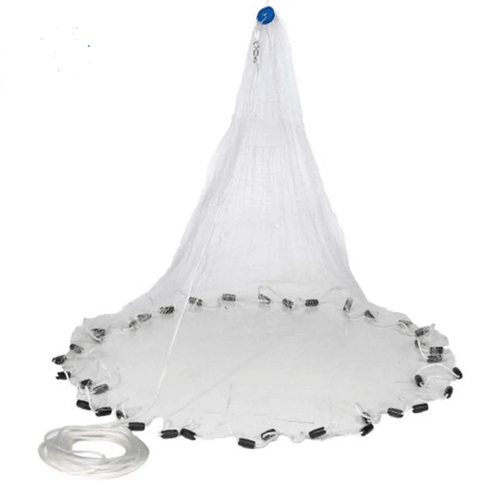 Optimizing Your Catch with 12FT White Cast Net USA Style 1 Inch Mesh with weighted edges for effective fishing.