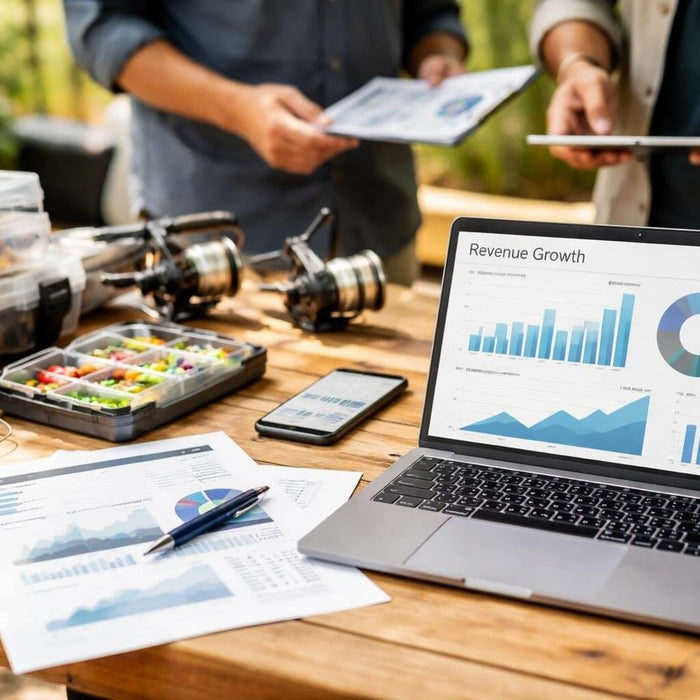Table with fishing equipment sales analytics and graphs for How to Sell Fishing Equipment A Complete Guide.