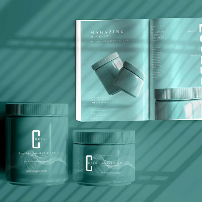 About CRC Products showcased in modern packaging with a magazine mockup in a teal setting.
