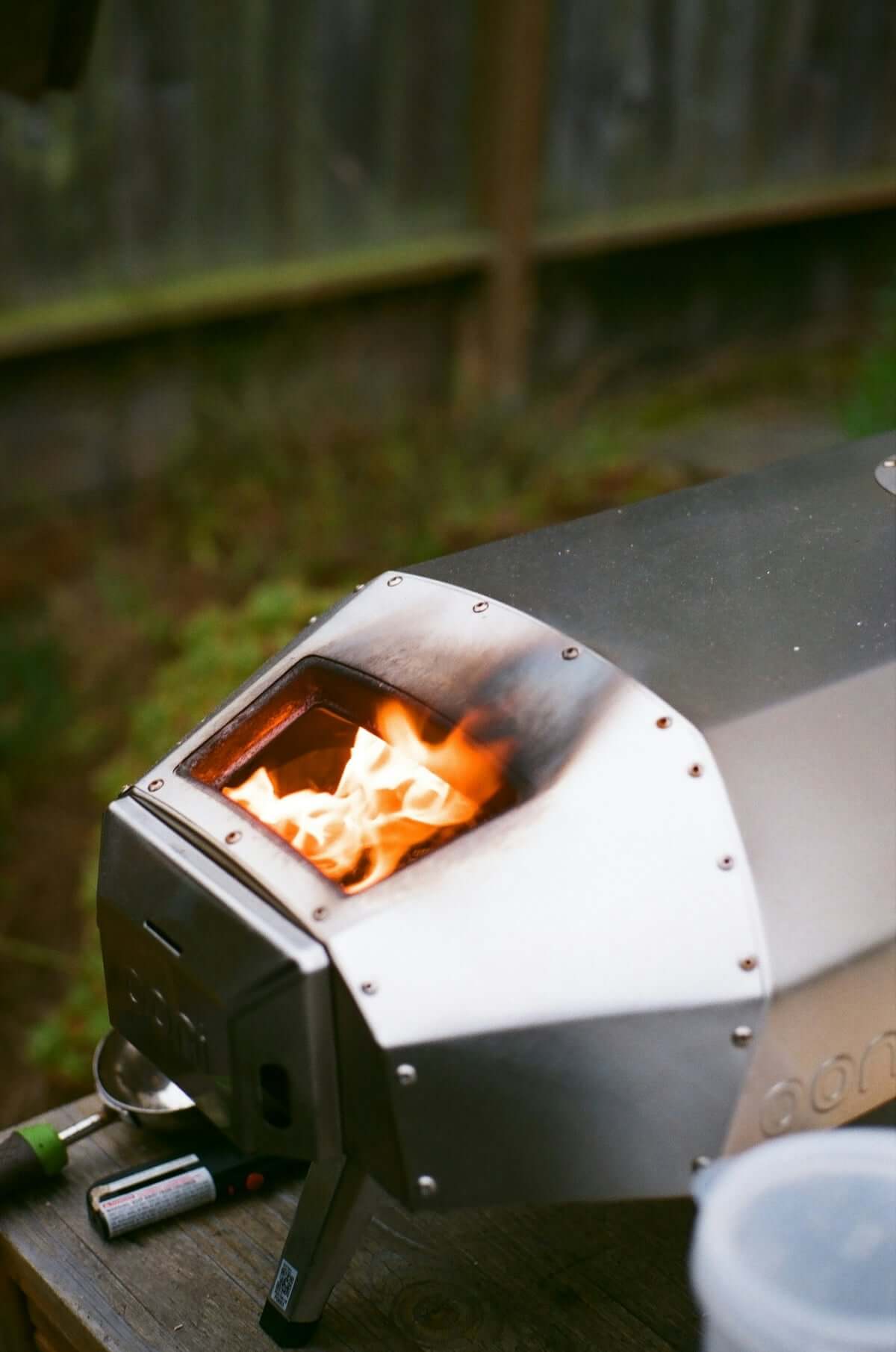 a fire in a grill