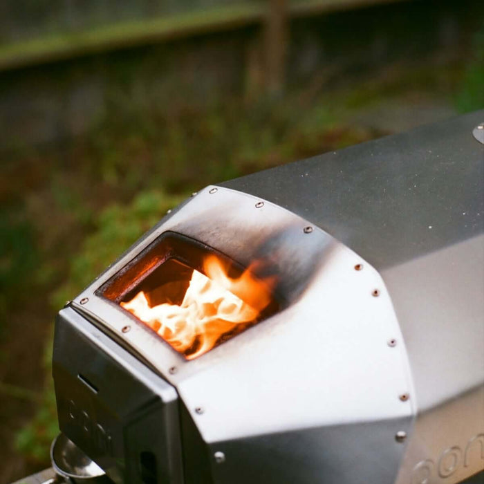 a fire in a grill