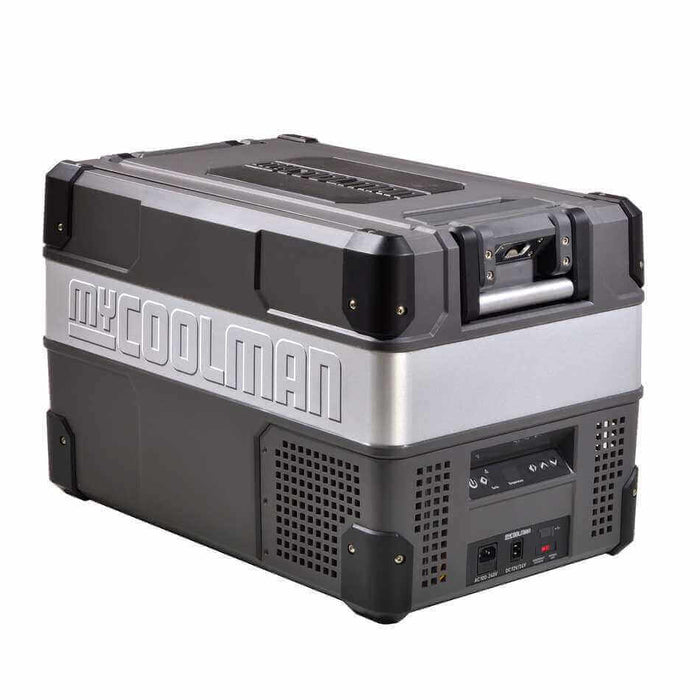 My Coolman Portable Fridge 73L AC-DC side view showcasing its robust design and features.