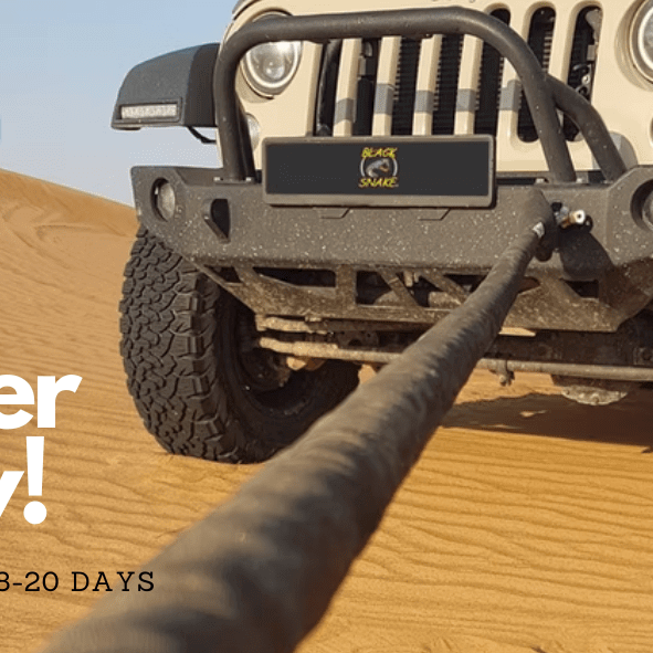 Kevlar Nylon Black Snake Strops being used in an off-road vehicle in the desert.