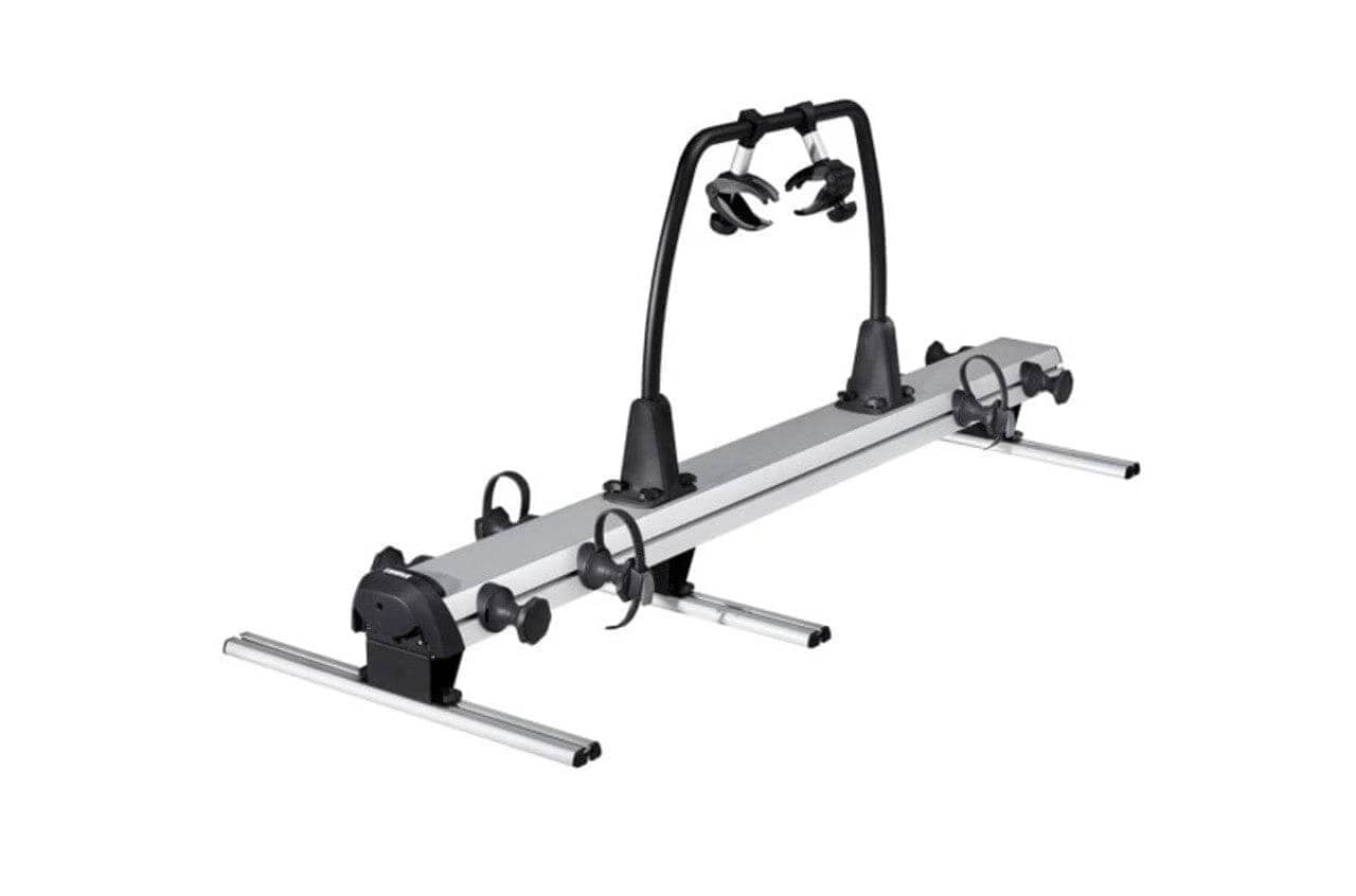 Thule VeloSlide Bike Rack RVP579 for two e-bikes in an RV garage