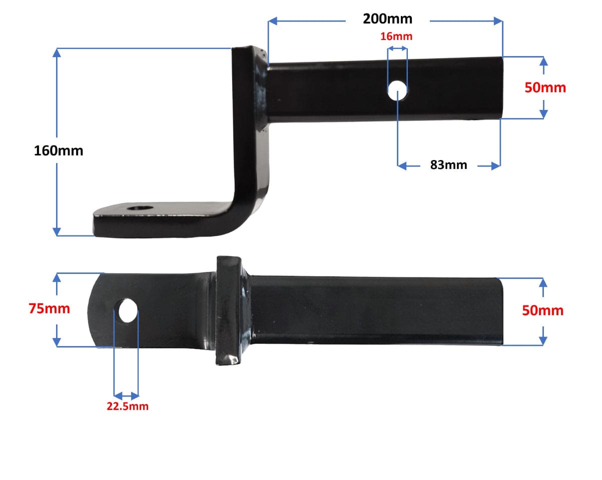 Benefits of the Towball Mount 2500KG for Towing Excellence, showcasing dimensions of the mount.