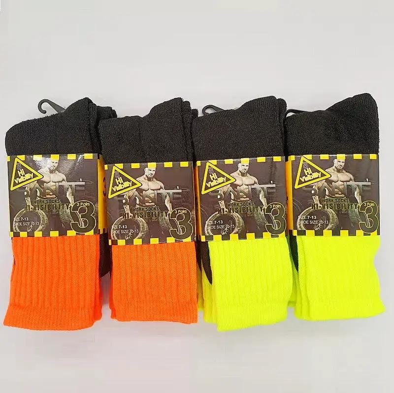 (12 Pairs) High Visible Safety Work Socks Cushioned Socks – view 1