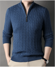China Dropship Sweater Men's Solid Color Half Zip Thick Sweater Warm Knit Pullover Men's Solid Color Half Zip Thick Knit Sweater