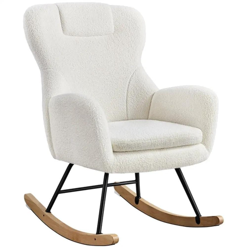Yaheetech Boucle Upholstered Armchair Rocking Chair Boucle Upholstered Armchair Rocking Chair