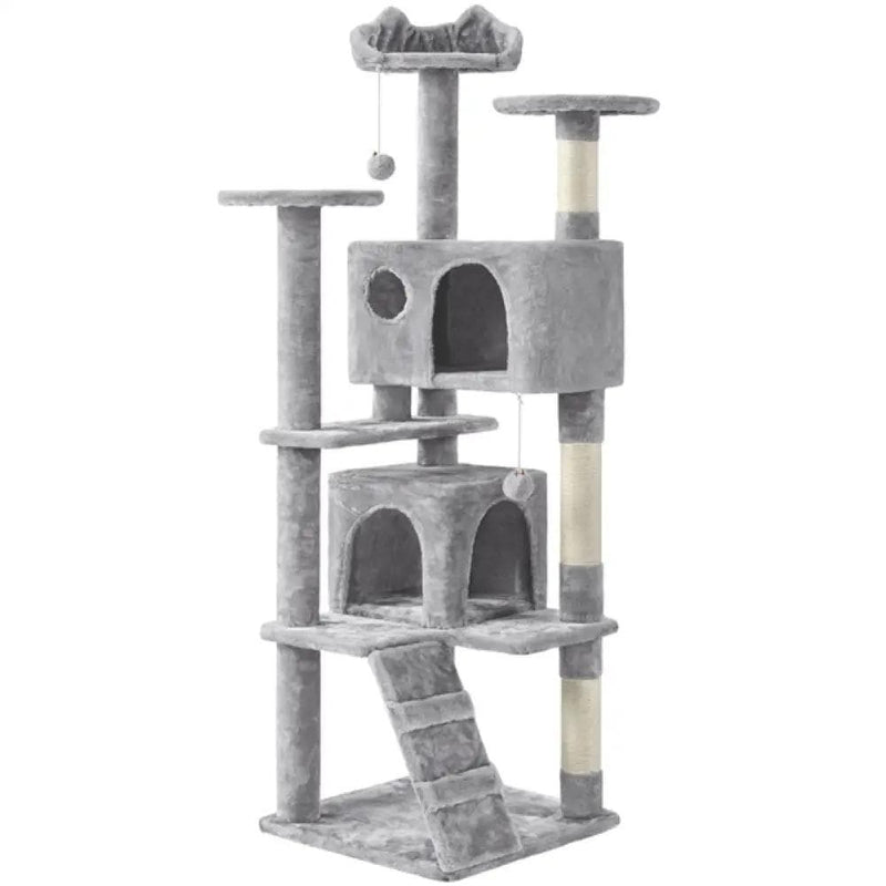 Cat Tree Condo Kitten Tree Tower w/ 2 Condos & 2 Dangling Balls & 3 Scratching Posts – view 1