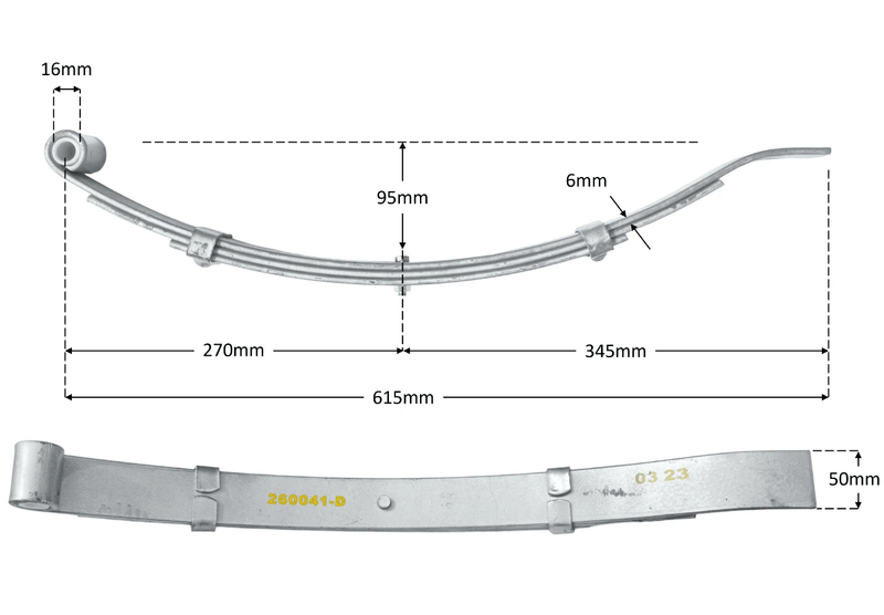 Trojan Multi Leaf Spring Kit Short Series 50mm 750kg Per Pair Complete Trailer Suspension – view 2
