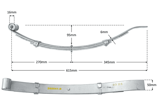 Trojan Multi Leaf Spring Kit Short Series 50mm 750kg Per Pair Complete Trailer Suspension – view 2