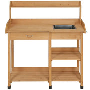 Potting Bench Table Removable Sink Firwood Drawer Open Multiple Shelves – view 1