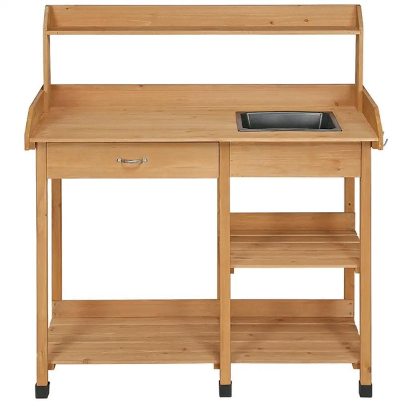 Potting Bench Table Removable Sink Firwood Drawer Open Multiple Shelves – view 1