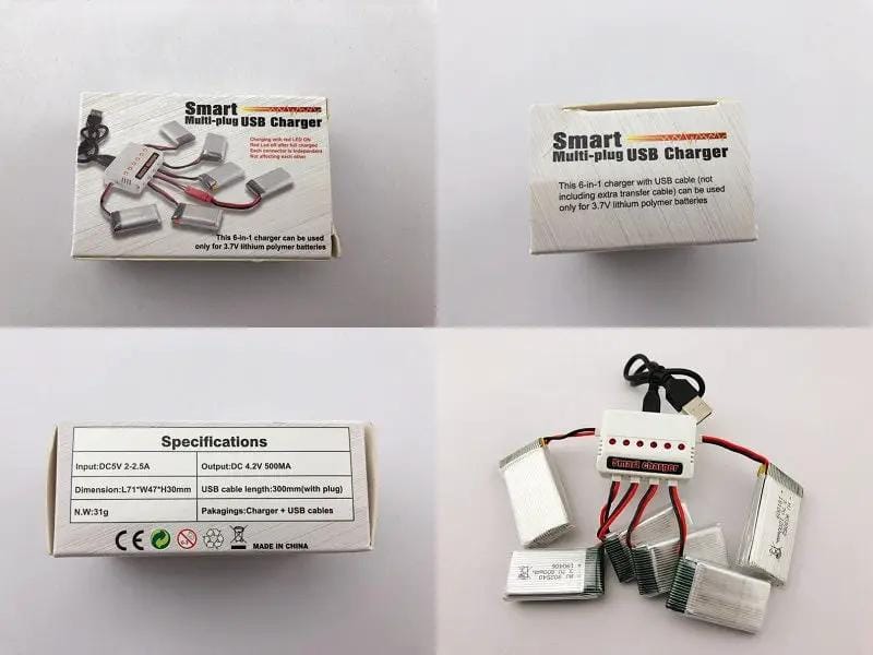 dealonline.co.nz dealonlinenz 6 in 1 3.7V USB Charger for Drone 6 In 1 3.7V USB Drone Battery Charger For Six Batteries
