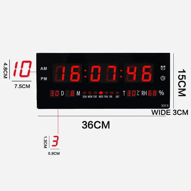 36CM Large LED Wall Desk Clock With Calendar Temperature – view 2