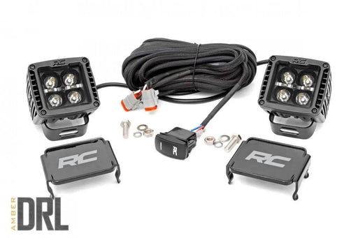 Rough Country 2 Inch Cube Black Series LED Light Pods Amber Spot DRL – view 1