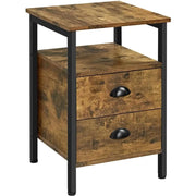 Yaheetech Side Table with 2 Drawers and Open Shelf Side Table with 2 Drawers and Open Shelf