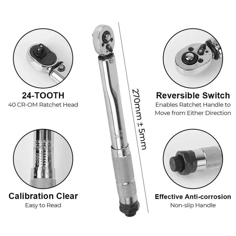 1/4″ Adjustable Torque Wrench 5–25 N·m with 3/8″ Adapter – view 2