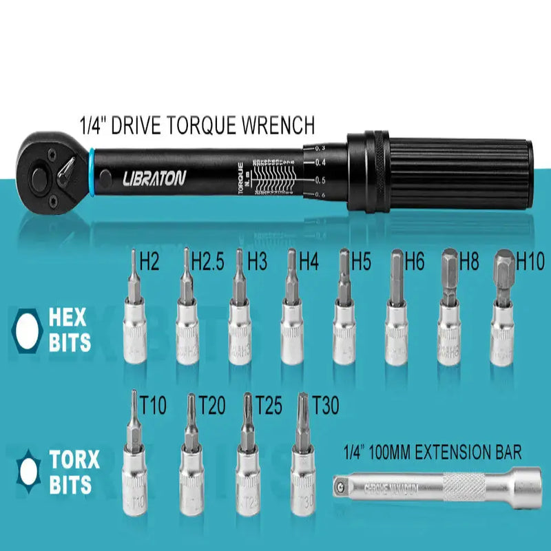 Habicare HBC 1/4″ Bike Torque Wrench Set (5–25 Nm) 1/4″ Bike Torque Wrench Set (5–25 Nm)