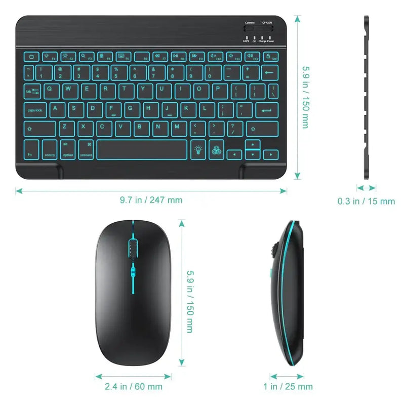 Backlit Bluetooth Keyboard & Mouse Set for iOS, Android & Windows Devices – view 6
