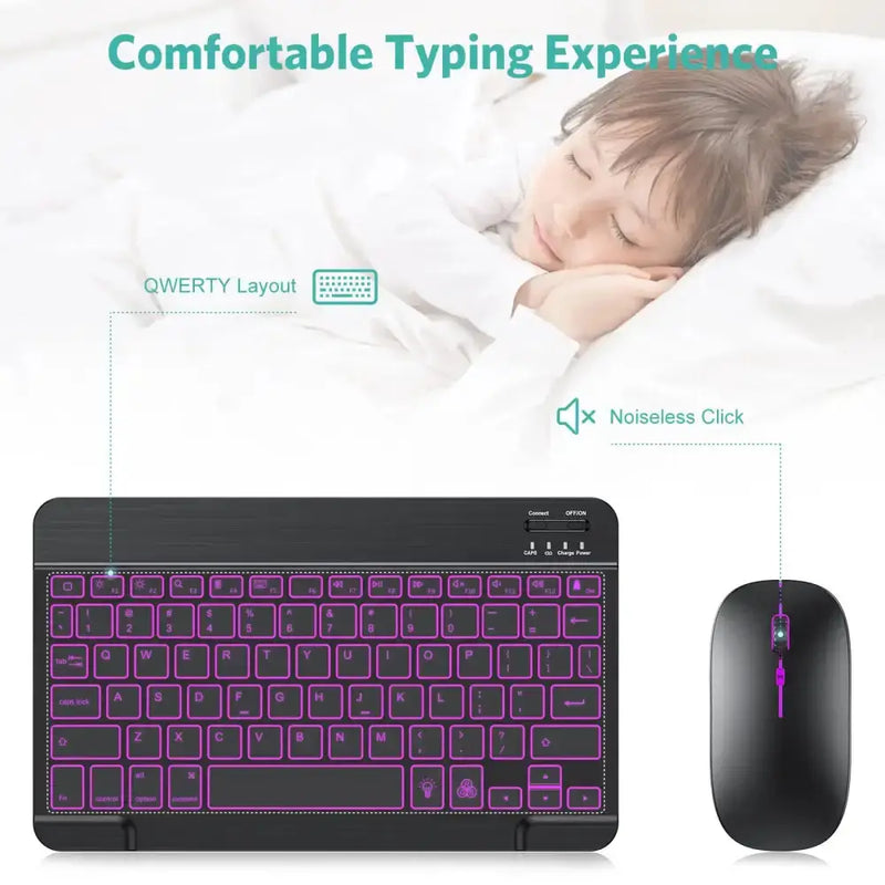 Backlit Bluetooth Keyboard & Mouse Set for iOS, Android & Windows Devices – view 5