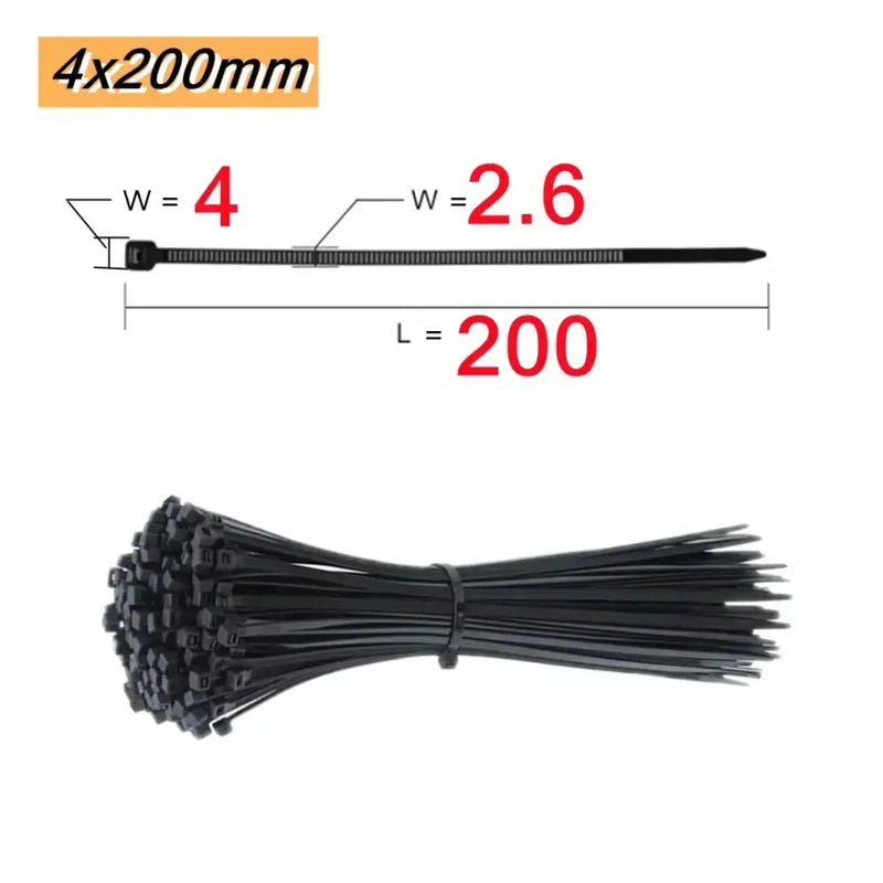 Habicare 100PCS Self-Locking Nylon Cable Ties Black 100PCS Self-Locking Nylon Cable Ties Black