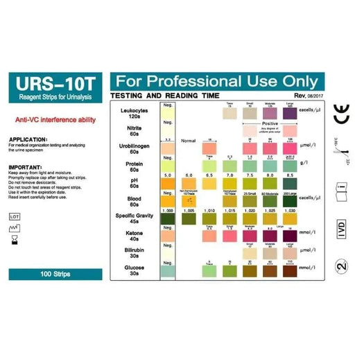 100 Strips URS-10T Urinalysis Reagent Strips - 10 Parameters – view 2