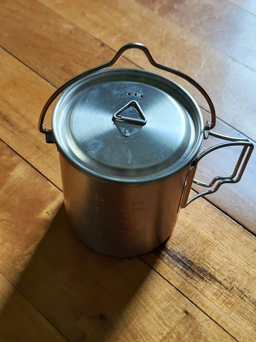 750ml Stainless Steel Camp Cook Pot with Lid & Hanging Hook - Fire & Gas Compatible – view 2