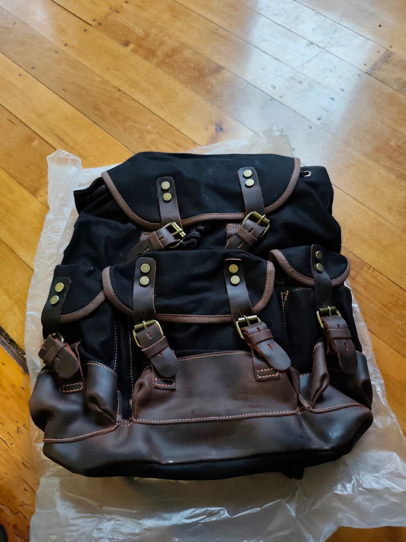 Waxed Canvas Leather Backpack — Retro Heritage Rucksack | Travel & Adventure Pack – view 17