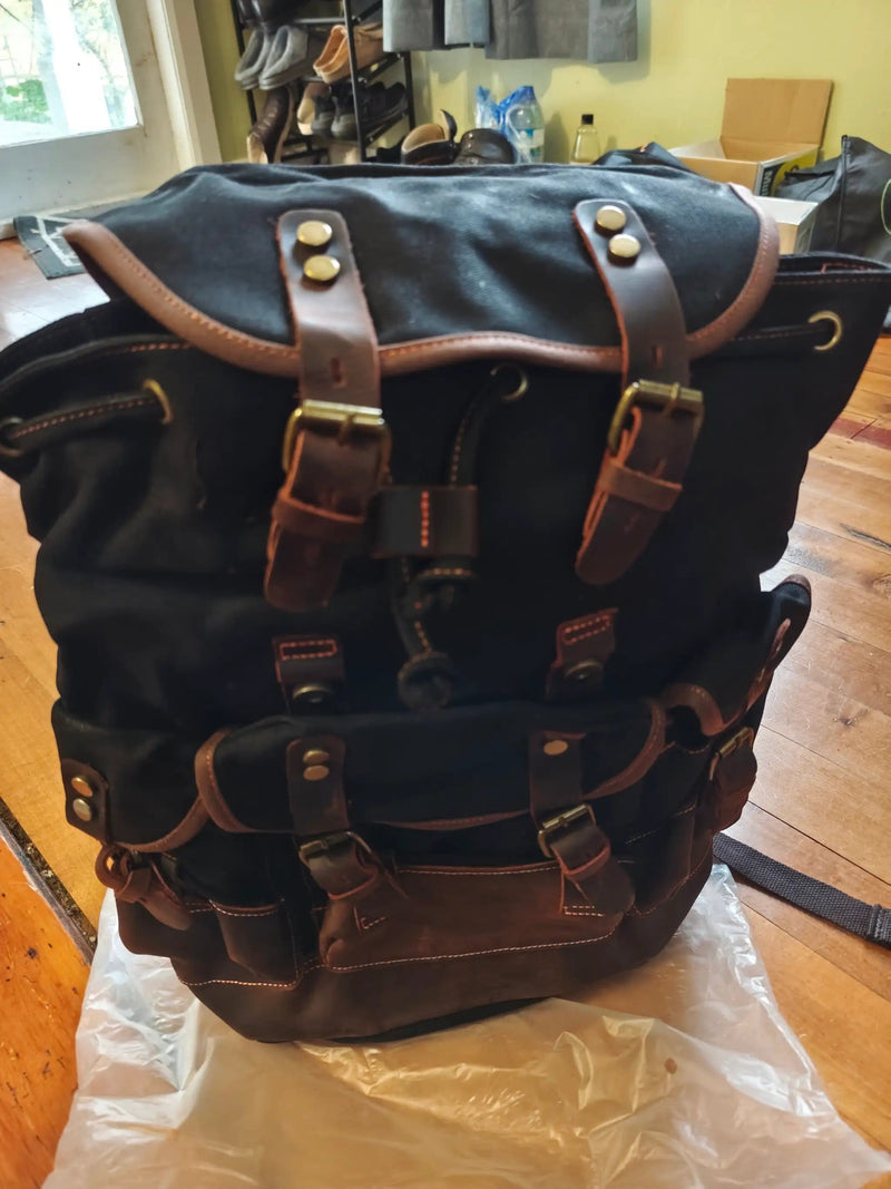Waxed Canvas Leather Backpack — Retro Heritage Rucksack | Travel & Adventure Pack – view 18