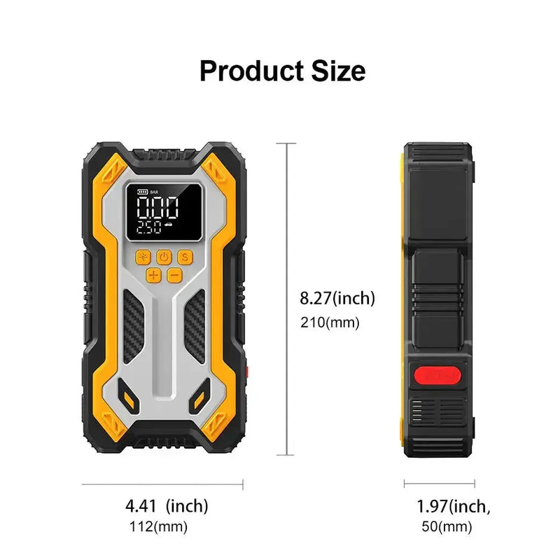 12V 10000mAh Multi-Function Car Jump Starter with Air Compressor & Wireless Power Bank – view 12