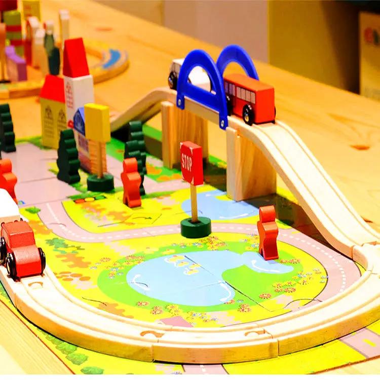 dealonline.co.nz dealonlinenz 40pc Wooden Rail Overpass Set Wooden Rail Overpass Train Set for Ages 3 and Up