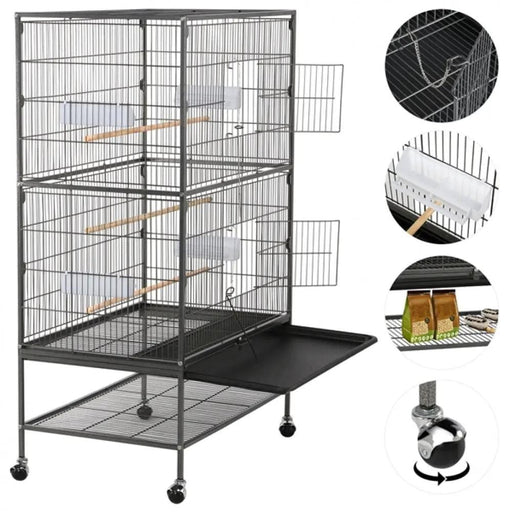 Yaheetech 52″ H Large Parrot Cage Rolling Metal Bird Cage 52″ H Large Parrot Cage Rolling Metal Bird Cage