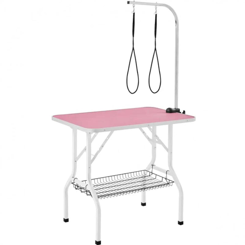 Dog Grooming Table with Basket Style Tool Shelf and Adjustable Arm Fold-up Pet Salon Table – view 2