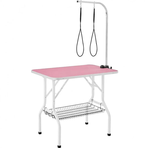 Dog Grooming Table with Basket Style Tool Shelf and Adjustable Arm Fold-up Pet Salon Table – view 2