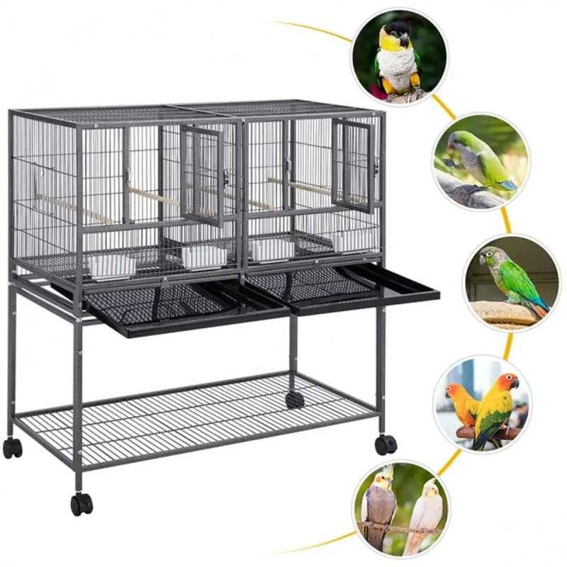 Yaheetech Stackable Wide Bird Cage Divided Breeder Cage Stackable Wide Bird Cage Divided Breeder Cage