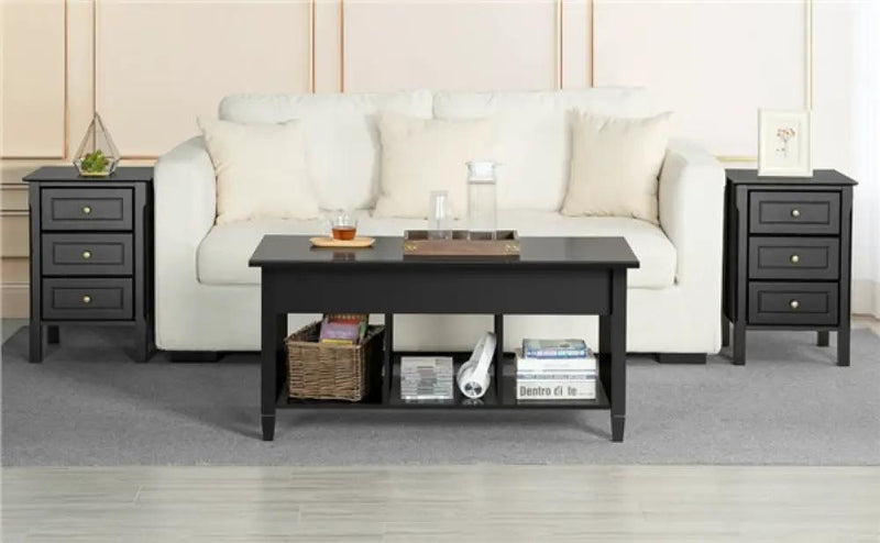 Yaheetech 2x Side Table Nightstand End Table 3-drawer Side Table 2x Side Table Nightstand End Table 3-drawer Side Table