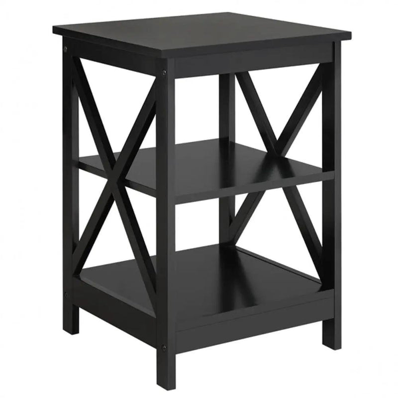 3 Tier Wood X Shape Bedside End Table Storage Cabinet Night Stand – view 2