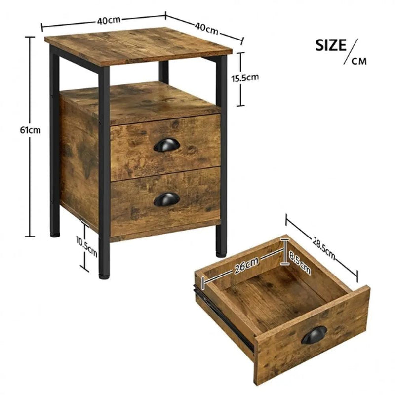 Yaheetech Side Table with 2 Drawers and Open Shelf Side Table with 2 Drawers and Open Shelf