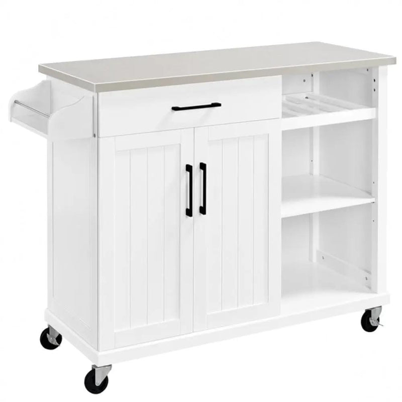 Kitchen Trolley Kitchen Island Cart with Stainless Steel Top & Storage – view 2