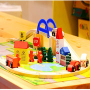 dealonline.co.nz dealonlinenz 40pc Wooden Rail Overpass Set Wooden Rail Overpass Train Set for Ages 3 and Up