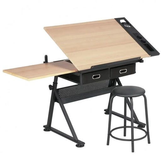 Drafting Table & Stool Set with Adjustable Table Angles & Heights All-in-One – view 2