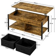 Yaheetech Lift Top Coffee Table with Fabric Storage Baskets Lift Top Coffee Table with Fabric Storage Baskets