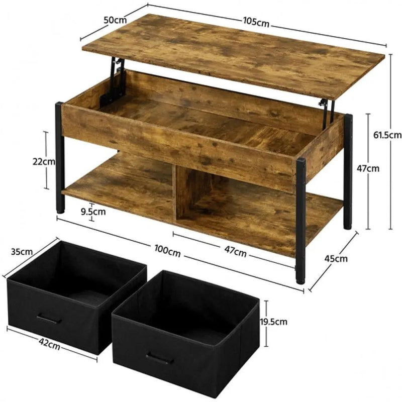 Yaheetech Lift Top Coffee Table with Fabric Storage Baskets Lift Top Coffee Table with Fabric Storage Baskets