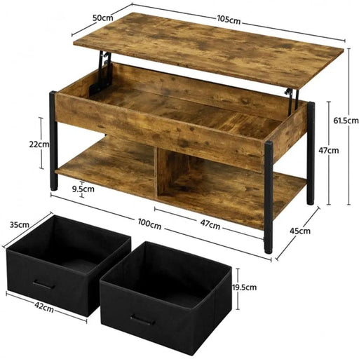 Yaheetech Lift Top Coffee Table with Fabric Storage Baskets Lift Top Coffee Table with Fabric Storage Baskets
