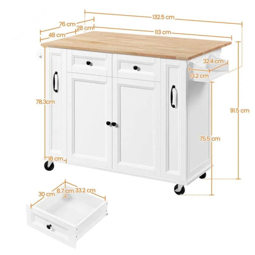 Yaheetech Kitchen Trolley with Drop-Leaf Breakfast Bar Kitchen Trolley with Drop-Leaf Breakfast Bar