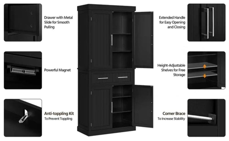 Yaheetech Kitchen Pantry Cabinet Tall Pantry Cupboard Kitchen Pantry Cabinet Tall Pantry Cupboard