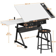 Yaheetech Drawing Table And Stool Set All-in-One Drawing Table Drawing Table And Stool Set All-in-One Drawing Table