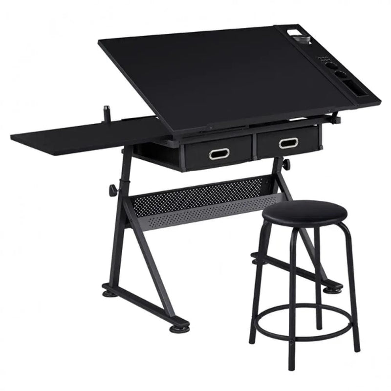 Drafting Table/Stool Set with Adjustable Table Angles & Heights All-in-One – view 2