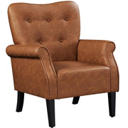 1 Pair Mid-century Modern Faux Leather Accent Chair Armchair by Yaheetech